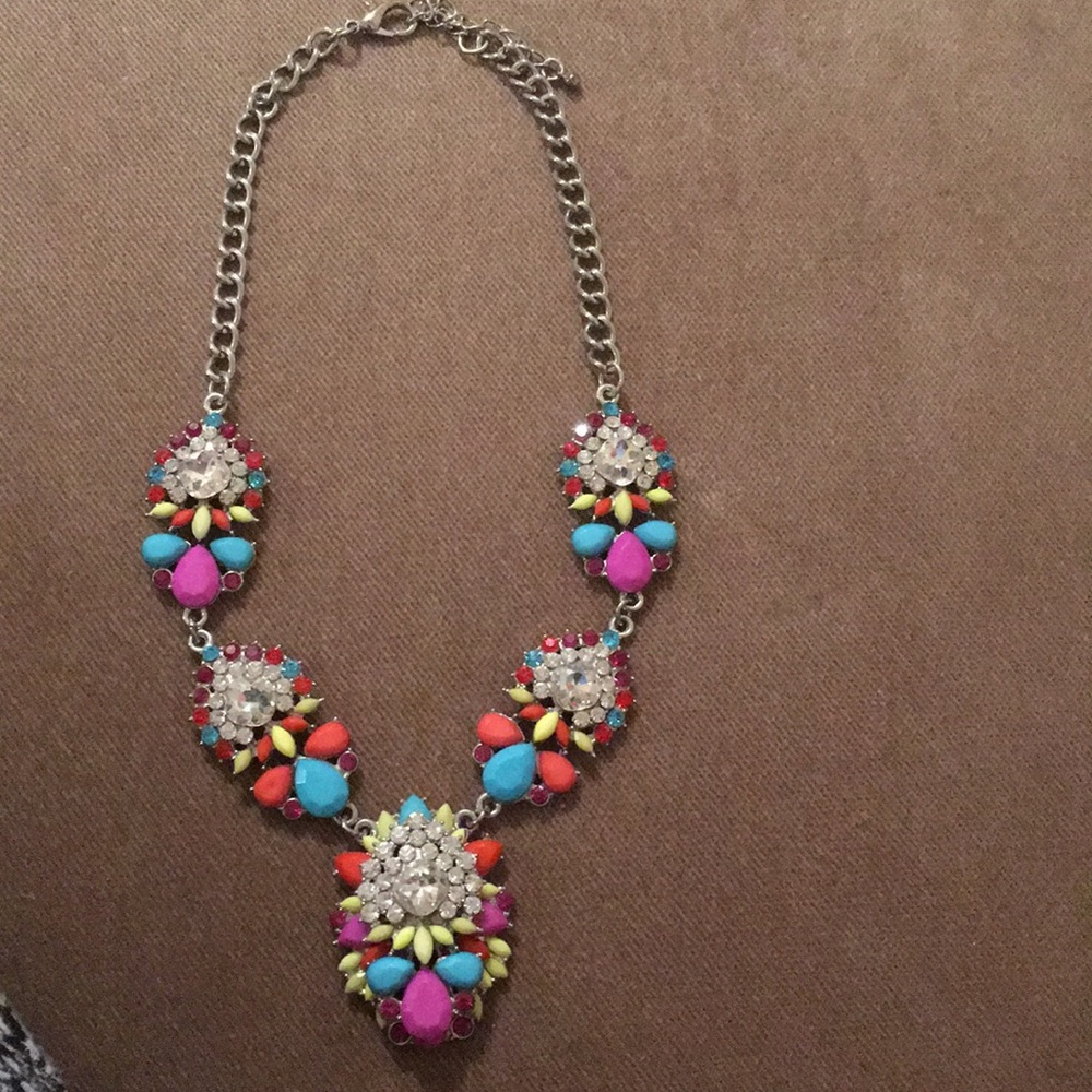 Beautiful Rhinestone Fruit Salad Necklace Art Deco